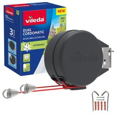 Vileda Dual Cordomatic Retractable Washing Line 30m (2 x 15m Clothes Line) Holds
