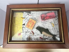 Vintage Fishing Shadow Box Display | Lures, License, Maps | Wood