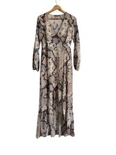 Lipsy Snake Print Long Wrap Occasion Party Dress Size 10