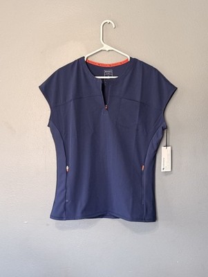 Infinity by Cherokee Scrub Top Women s Small Navy Blue 4-Way Stretch PROTX2 New