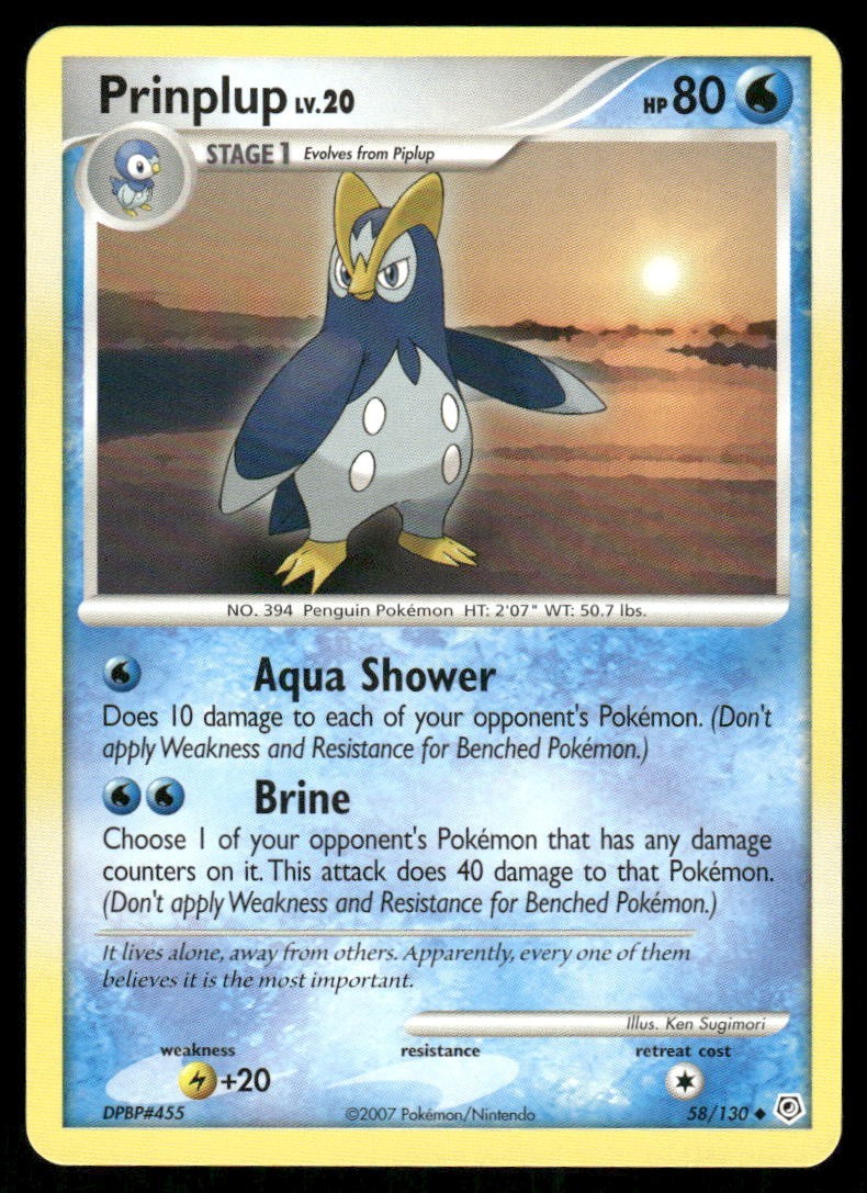 Pokemon Tcg Prinplup #58 Pokemon Diamond & Pearl LP