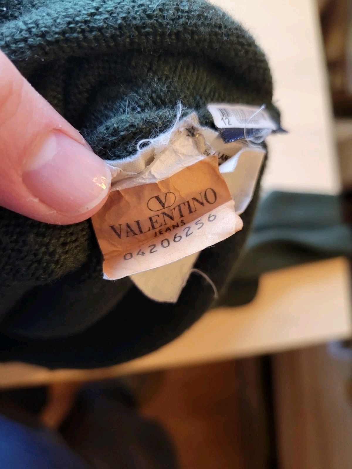 Vintage Valentino Jeans Sweater Men's Size L Green Wool Acrylic Long Sleeve thumbnail 5