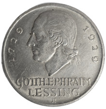 Weimar - 5 Reichsmark Silbermünze Gotth. Ephraim Lessing 1929 E  200. Geburtstag