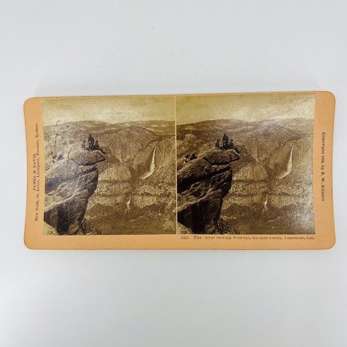 Hombres victorianos Stereoview 1894 sentados en la cima de Glacier Point Yosemite California - Imagen 2 de 2