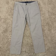 Tommy Hilfiger Chino Pants Men 36x32 (37x31.5) Gray Logo Tailored Fit Stretch