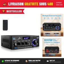 Amplificateur HiFi 600W 2 Canaux Bluetooth 5.0 Radio FM USB SD Romicta AK45