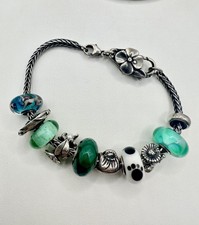 Trollbeads 6 LAA charms flower clasp bracelet 3 925 Signed beads Sterling read