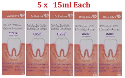 5 X Dr Reddy's Stolin Gum Astringent 15 ml
