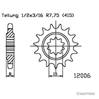 Ritzel Teilung 415 ZäHne 14 Ritzel Vorne