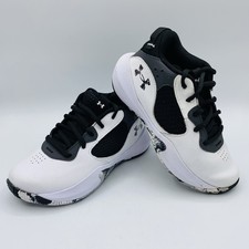 Boys Under Armour Black  White Lockdown 6 Basketball Shoes Size 1Y