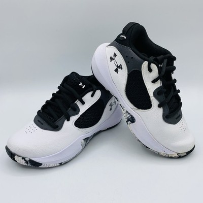 Boys Under Armour Black & White Lockdown 6 Basketball Shoes  Size 1Y