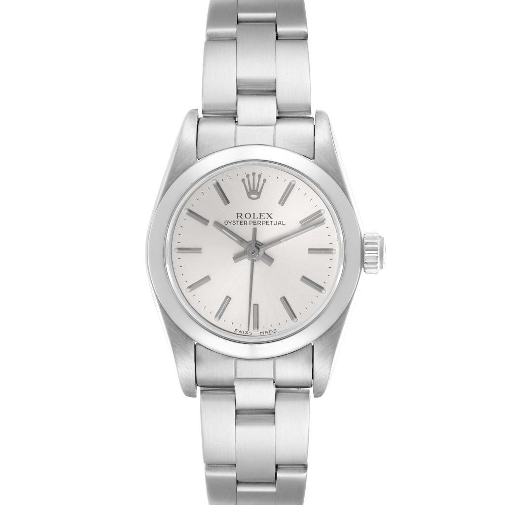 Rolex Oyster Perpetual 76080 Silver Dial Steel Ladies Watch
