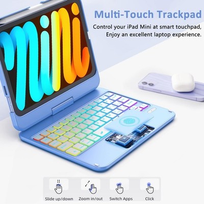 FUWANG Touchpad Keyboard Case for iPad mini 7 A17 Pro 2024 & Mini