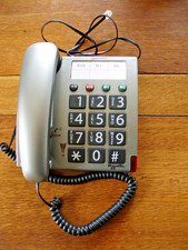Amplicomms POWER TEL 46 Silver. Corded Big Button  Elderly Amplified Phone. V.G.