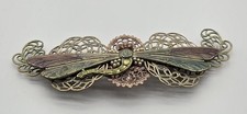 Vintage Multicolor Dragonfly Filigree Barrette Hair Accessory 5" Made in France