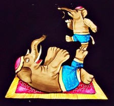 Elephants Acrobats Antique Mechanical Magic Lantern Slip Slide 1890