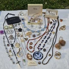 Vintage Estate Junk Drawer Jewelry LOT Art Deco Glass Beads Silver Inlay FLAWS