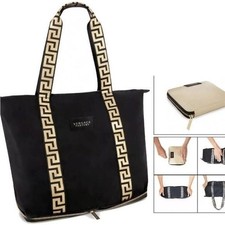 NEW Limited Edition Versace Parfums Black and Gold Fold -Up Tote Bag GWP