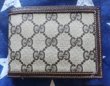 Vintage Gucci GG Supreme Canvas Bifold Card Holder Wallet NOS Tag 1980s Leather