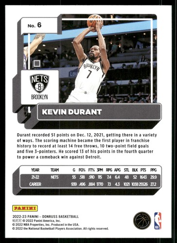 2022-23 Donruss #6 Kevin Durant Holo laser zielony - Zdjęcie 2 z 2