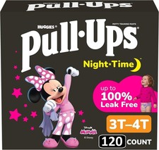 Pull-Ups Girls' Nighttime Potty Training Underwear, 3T-4T-- 120 COUNT 