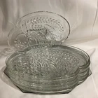 Vintage 11" Anchor Hocking Wheat Clear Glass Oval Snack Plate - Set of 6