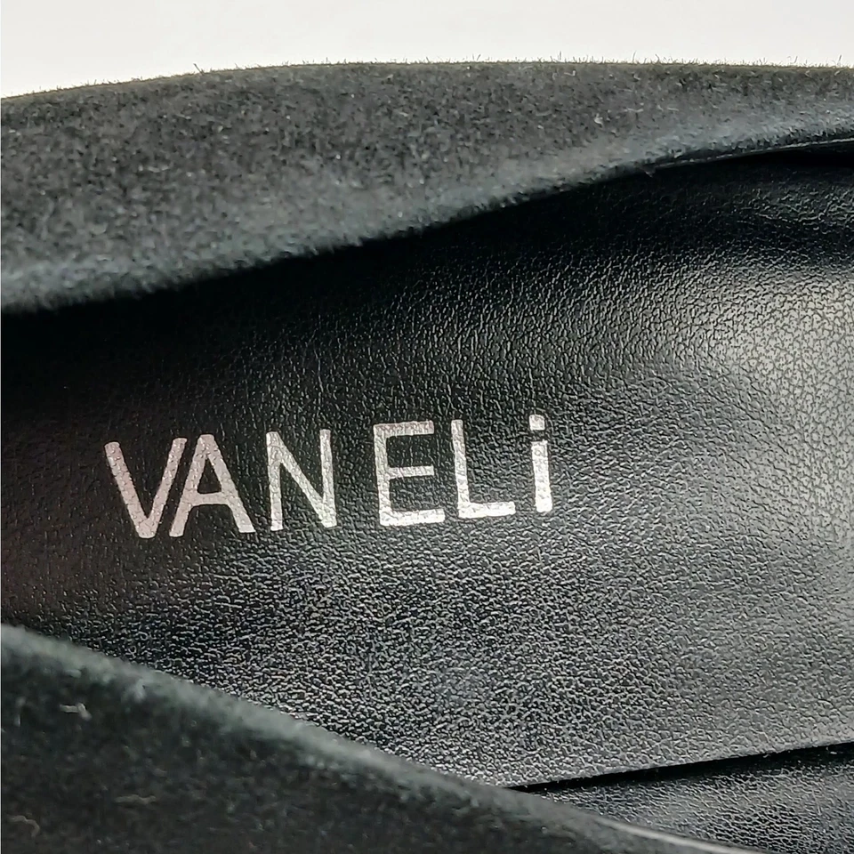 Zapatos de salón VANELi sin cordones para mujer 9M negros gamuza tacón bloque oficina carrera trabajo Foto 3 de 4