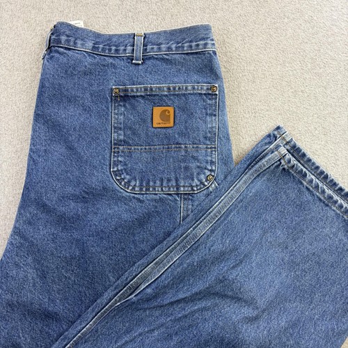 Carhartt Jeans Mens 46x32 Blue Loose Original Fit Double Knee Work Denim B73 DST - Picture 14 of 15