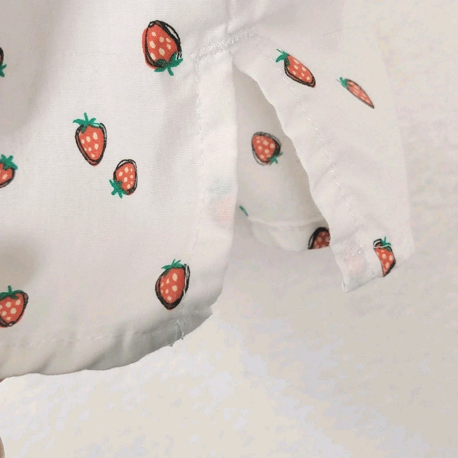 Basic Editions Strawberry Print Button Up Top XL … - image 4