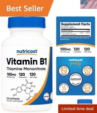 High-Quality 100mg Vitamin B1 Capsules - Gluten-Free  3rd Party Tested