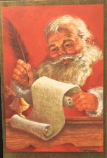 Vtg Christmas Greeting Card Jolly Santa Claus Making A List & Checking It Twice!