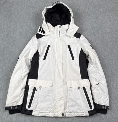 WHS For Life Jacket Womens XL 48 White Black Ski Snowboard Hooded Coat Insulated