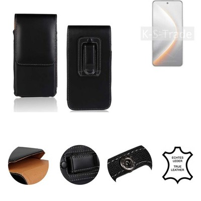 Echtleder Gürteltasche Schutzhülle für Tecno Pova 7 Ultra 5G schwarz Case Sli
