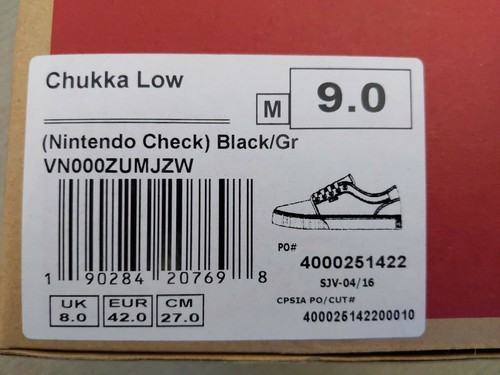 Nintendo Chukka Low taglia 9 Vans nero e grigio edizione limitata - Foto 8 di 9
