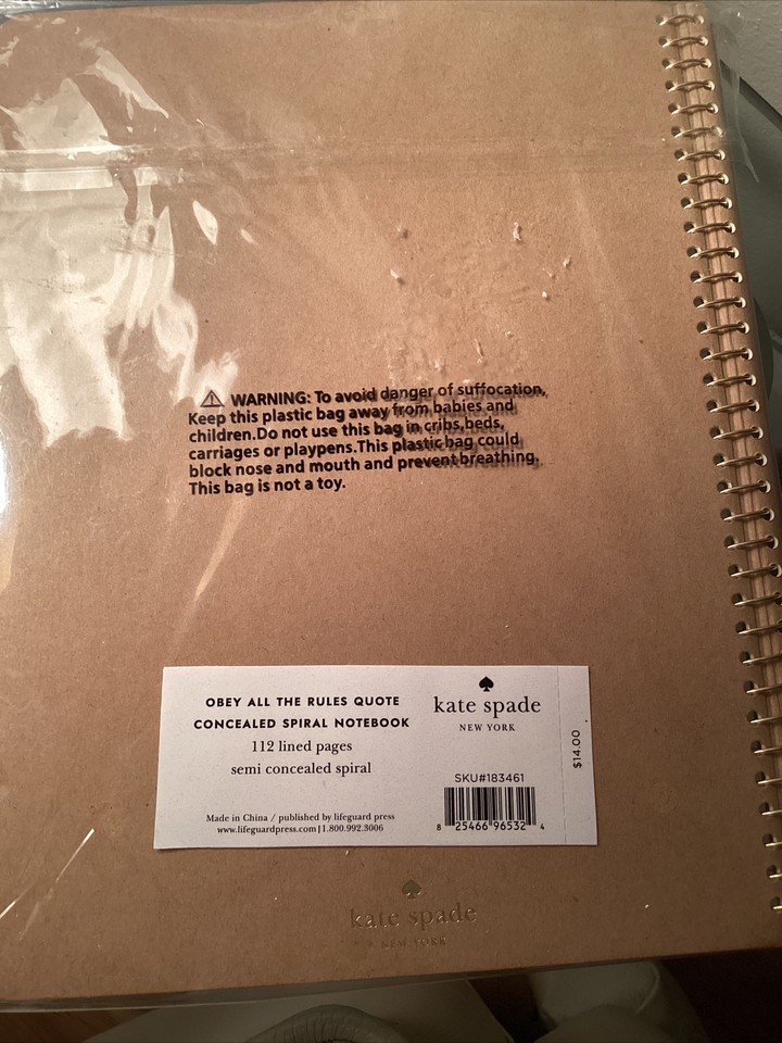 Kate spade spiral notebook obey all the rules quote with 112 lined