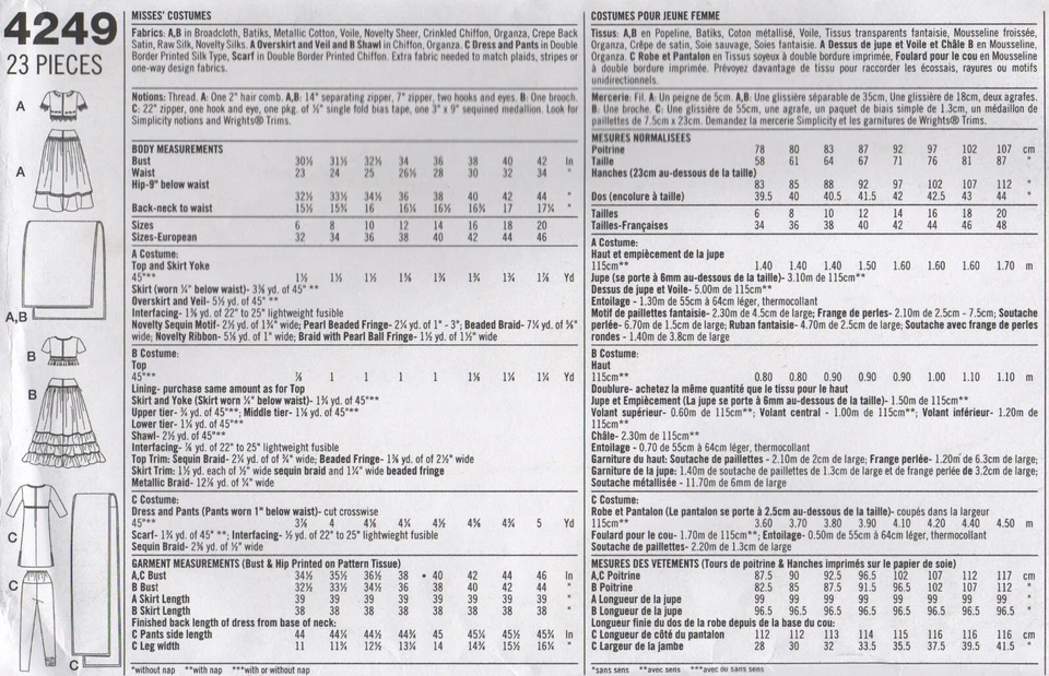 Simplicity Sewing Pattern 4249 Costume Bollywood India Belly Dancer Sz 14-20 New - Image 3 of 4
