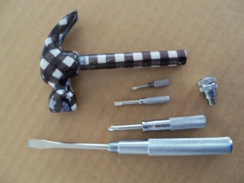 5-in-1 Nested Plaid Hammer and Screwdrivers - Slotted Phillips - Excellent