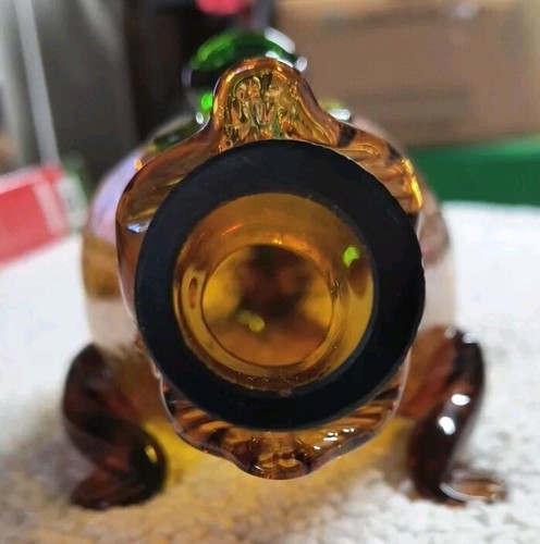 MCM Italian Hand Blown Amber Crackle Glass ALLIGATOR Decanter Orvieto - Picture 9 of 9