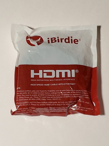 iBirdie 4k 20ft HDMI cable With ETHERNET 24k Gold Plated Apple TV Smart TV Comp. - Imagen 7 de 7