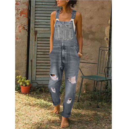 Denim-Overalls Für Damen Strampler-Overalls Für Damen Zerrissene Overalls C8 - Bild 9 von 16