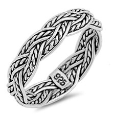 New Twisted Silver Band .925 Sterling Silver Ring