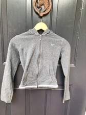 Nike Women's Dark Gray w/Pink Trim XS 0-2 Zip Hooded Jacket Cotton/Spandex EUC