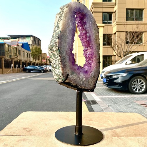 8.84LB Natural Amethyst Cave Crystal Slice Crescent shaped Hand Cut Repai - 第 13/17 張圖片