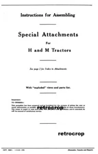 IH Farmall Optional Special Attachments Manual H HV M MD MV Steel Wheels Booklet