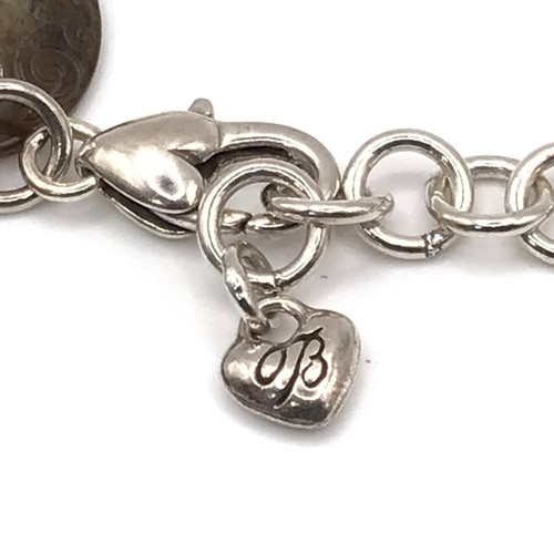 Brighton Chain Bracelet with Engraved Brown Charms Whimsy Goth Silver Plate 7-8" - Picture 6 of 8