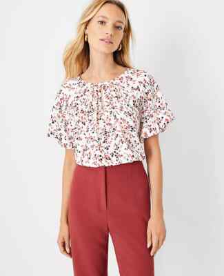 Ann Taylor brand new bubble sleeve floral top Petite XS