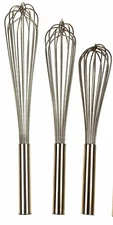 Capco Piano Whip Whisk Set of 3 Large Restaurant Quality 18-8 Stainless Steel SS