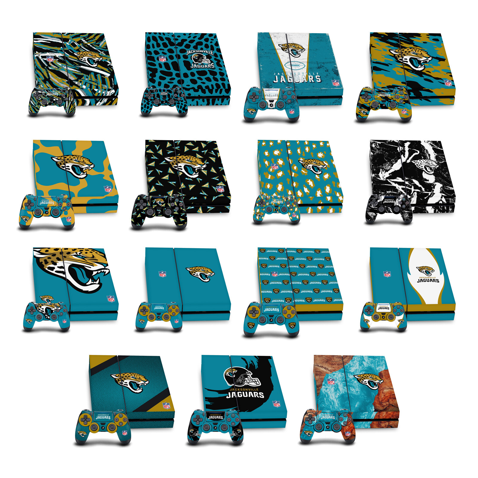 OFFICIAL NFL JACKSONVILLE JAGUARS VINYL SKIN FOR SONY PS4 CONSOLE & CONTROLLER