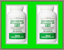 Diphenhydramine 50mg-2000 Capsules Antihistamine-New