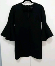 SEN Collection Claudette Mini Dress Size XS Black V-Neck Ruffle Sleeve Pullover